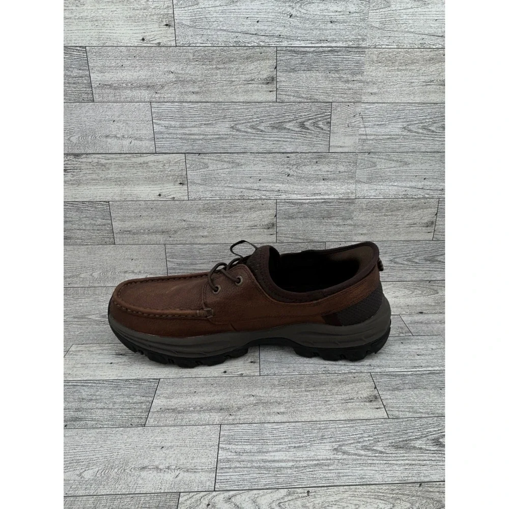Skechers Slip-ins Expected Arago Brown Leather Boat Shoes 205188WW Men Sz 8.5WW‎